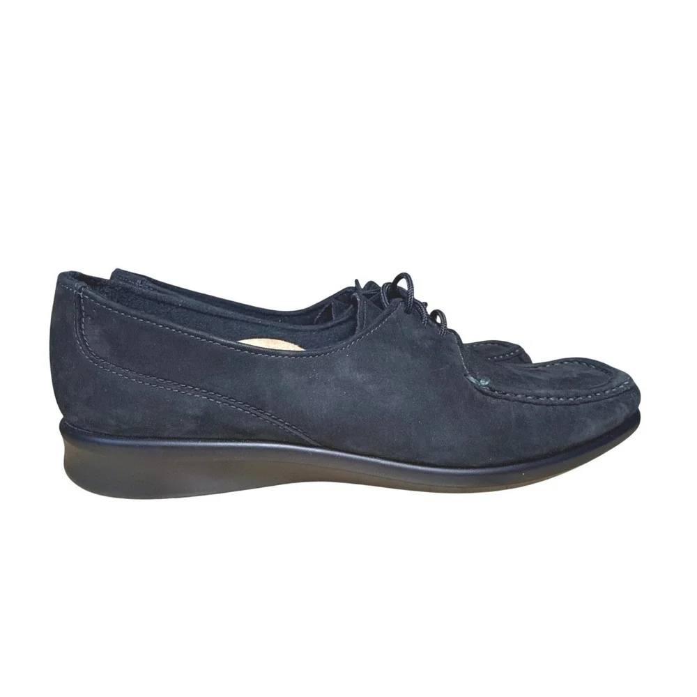 SAS Womens Black Suede‎ Lace Up Oxford Moc Comfort Shoes Size 9 M Aetrex Insert